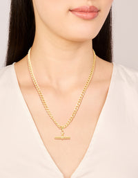 Waterproof Gold Plated Stainless Steel T Bar Short Necklace - link has visual effect only