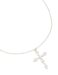 Waterproof Stainless Steel Multi Cubic Zirconia Large Cross Necklace - link has visual effect only