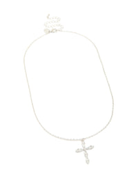 Waterproof Stainless Steel Multi Cubic Zirconia Large Cross Necklace - link has visual effect only