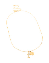 Waterproof Gold Plated Stainless Steel Mary & Cross Necklace - link has visual effect only