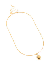 Waterproof Gold Plated Stainless Steel Tiger's Eye semi Precious Stone Pendant Necklace - link has visual effect only