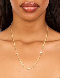 Waterproof Gold Plated Stainless Steel Pebble Station Necklace - link has visual effect only