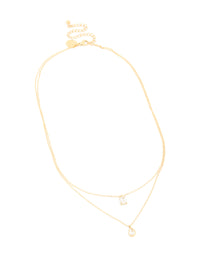 Waterproof Gold Plated Stainless Steel Cubic Zirconia Layered Necklace - link has visual effect only
