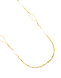 Waterproof Gold Plated Stainless Steel Freshwater Pearl & Open Circles Long Necklace - link has visual effect only