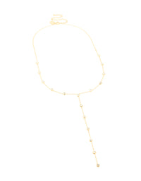Waterproof Gold Plated Stainless Steel Cubic Zirconia Bezel Y-Necklace - link has visual effect only