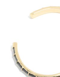 Waterproof Gold Plated Stainless Steel Black Enamel Bamboo Wrist Cuff - link has visual effect only