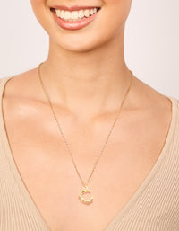 Waterproof Gold Plated Stainless Steel Bamboo Letter C Necklace - link has visual effect only