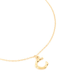 Waterproof Gold Plated Stainless Steel Bamboo Letter C Necklace - link has visual effect only