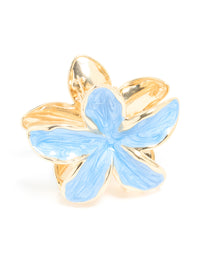 Gold Light Blue Enamel Frangipani Flower Claw Clip - link has visual effect only