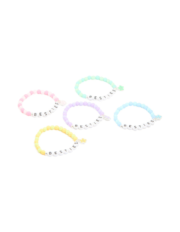 Kids Multicoloured Beaded 'Besties' Stretch Bracelets 5-Pack