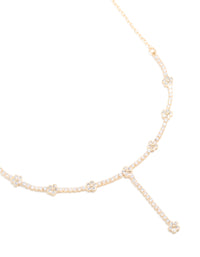 Gold Cubic Zirconia Floral Y-Necklace - link has visual effect only