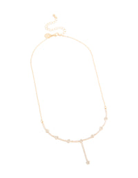 Gold Cubic Zirconia Floral Y-Necklace - link has visual effect only