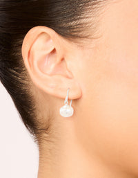 Sterling Silver Pearl Drop Hook Earrings - link has visual effect only