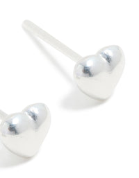 Sterling Silver Chubby Heart Stud Earrings - link has visual effect only