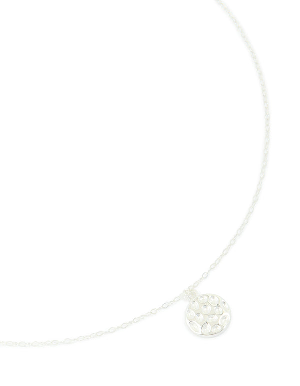 Sterling Silver Molten Round Pendant Necklace