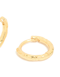 Gold Plated Sterling Silver Molten Clicker Hoop Earrings - link has visual effect only