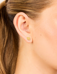 Gold Plated Sterling Silver Square Textured Stud Earrings - link has visual effect only
