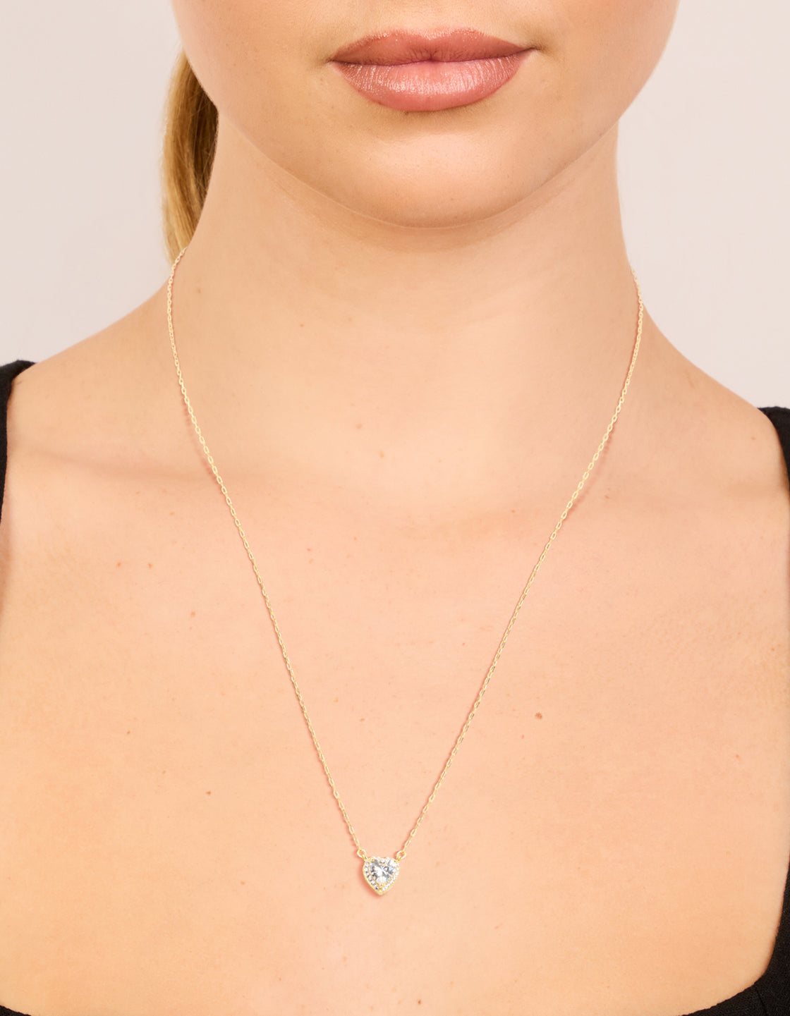 Sterling Silver Cubic Zirconia Halo Heart Necklace