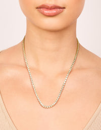Waterproof Gold Plated Stainless Steel Cubic Zirconia Tennis Necklace - link has visual effect only