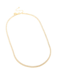 Waterproof Gold Plated Stainless Steel Cubic Zirconia Tennis Necklace - link has visual effect only