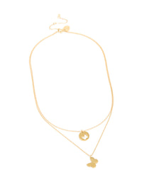Waterproof Gold Plated Stainless Steel BFF Butterfly Layered Necklace - link has visual effect only