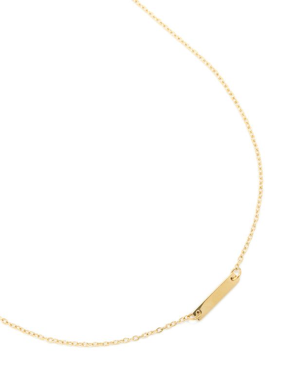 Waterproof Gold Plated Stainless Steel Mini Engravable Bar Necklace