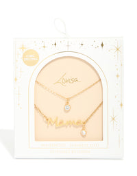 Waterproof Gold Plated Stainless Steel Cubic Zirconia Mama Layered Necklace - link has visual effect only
