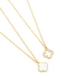 Waterproof Gold Plated Stainless Steel Shell Flower Necklaces 2 Pack - link has visual effect only