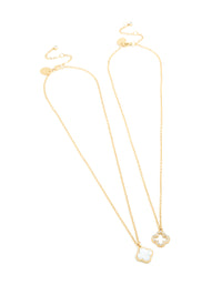 Waterproof Gold Plated Stainless Steel Shell Flower Necklaces 2 Pack - link has visual effect only