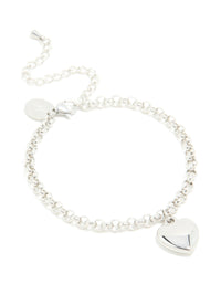 Waterproof Stainless Steel Chunky Heart Bracelet - link has visual effect only