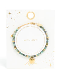 Waterproof Gold Plated Stainless Steel Aqua Semi Precious Stone Chunky Heart Bracelet - link has visual effect only