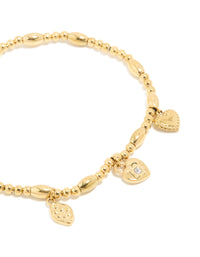 Waterproof Gold Plated Stainless Steel Triple Heart Stretch Bracelet - link has visual effect only