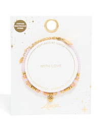 Waterproof Gold Plated Stainless Steel Rose Quartz Semi Precious Mini Heart Bracelet - link has visual effect only