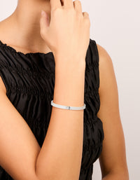 Waterproof Stainless Steel Cubic Zirconia Flower Bangle - link has visual effect only