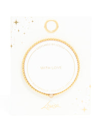 Waterproof Gold Plated Stainless Steel Cubic Zirconia Ball Tennis Stretch Bracelet - link has visual effect only