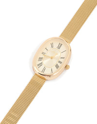 Gold Vintage Mesh Oval Face Watch - link has visual effect only