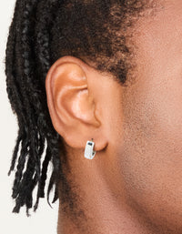 Mens Waterproof Stainless Steel Brushed Huggie Earrings - link has visual effect only