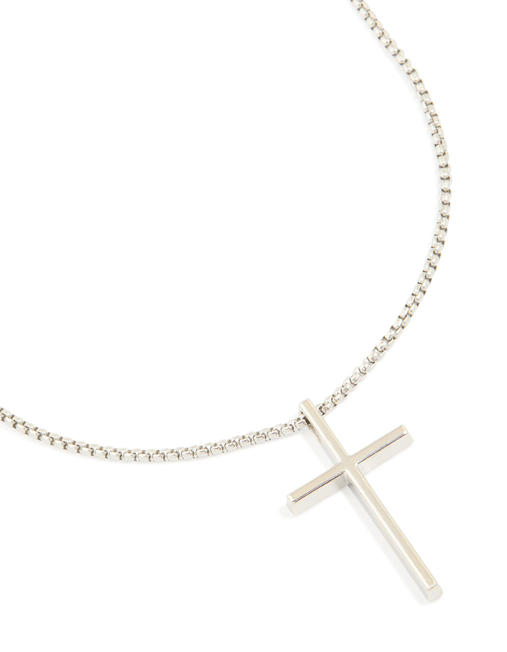 Mens Waterproof Stainless Steel Smooth Cross Pendant Necklace