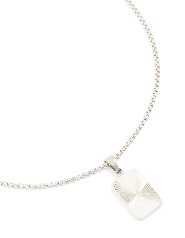 Mens Waterproof Stainless Steel Detail Tag Pendant Necklace