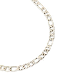 Mens Waterproof Stainless Steel Figaro Chain Necklace - link has visual effect only