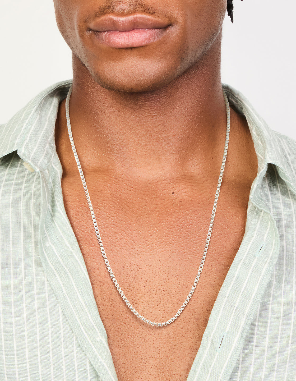 Mens Waterproof Stainless Steel Mini Box Chain Necklace