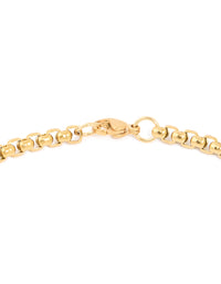 Mens Waterproof Gold Plated Stainless Steel Large Smooth Box Chain Necklace - link has visual effect only
