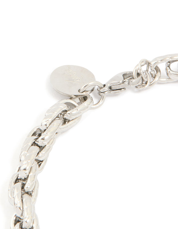 Mens Waterproof Stainless Steel Twist Link Chain Bracelet