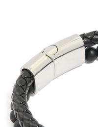 Mens Waterproof Stainless Steel Braided & Beaded Bracelet - link has visual effect only
