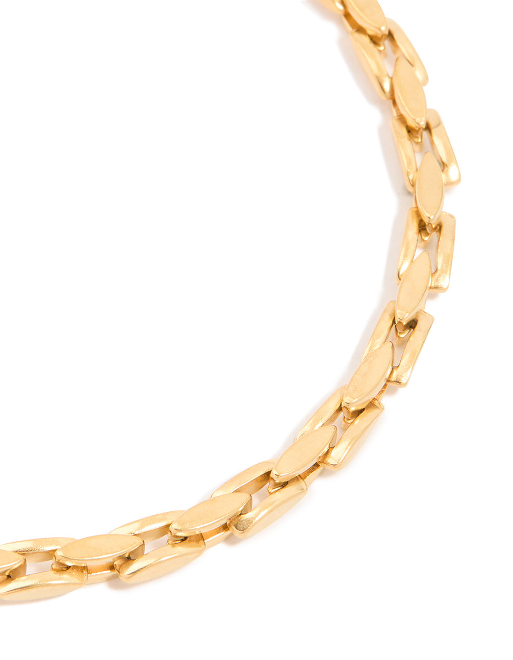 Mens Waterproof  Gold Plated Stainless Steel Detailed Chain Link Bracelet