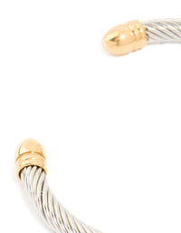 Mens Waterproof Stainless Steel Large Twisted Wire Cuff - link has visual effect only