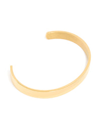 Mens Waterproof Gold Plated Stainless Steel Smooth Flat Wrist Cuff - link has visual effect only