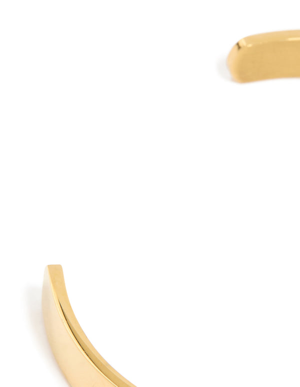 Mens Waterproof Gold Plated Stainless Steel Smooth Flat Wrist Cuff