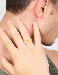 Mens Waterproof Gold Plated Stainless Steel Band Ring - link has visual effect only