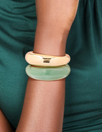Gold & Green Acrylic Wrist Cuffs 2-Pack - link has visual effect only